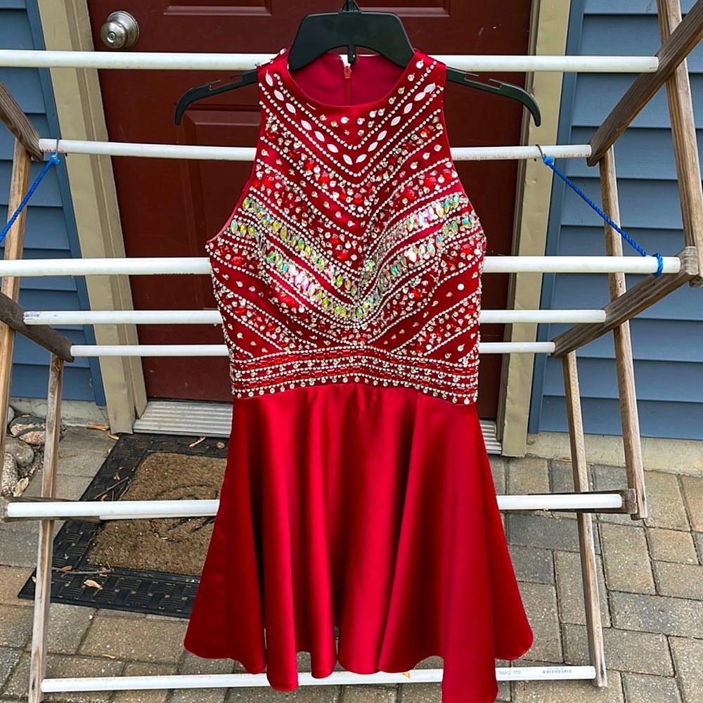 Women’s Red bejeweled dress, Size 8